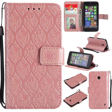 Mutouniao For Nokia Lumia 630 635 Rose Gold 3d Relief Flower Leather