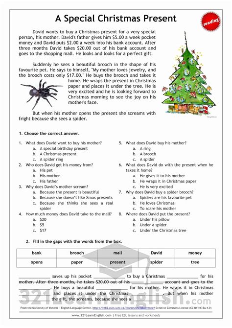 Christmas Reading Worksheet Printable