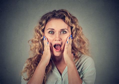 Surprised Young Woman Shouting Looking At Camera Stock Image Image Of