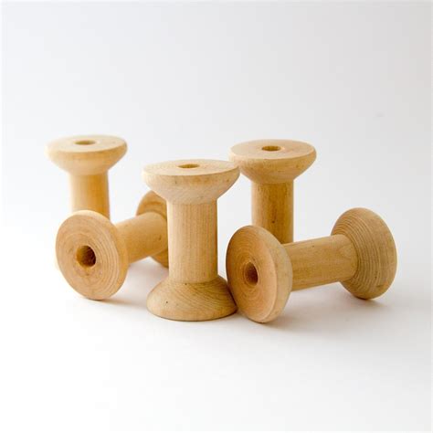 Wooden Spools Unfinished Wood Spools Bare Wood Set Of 5 Wooden
