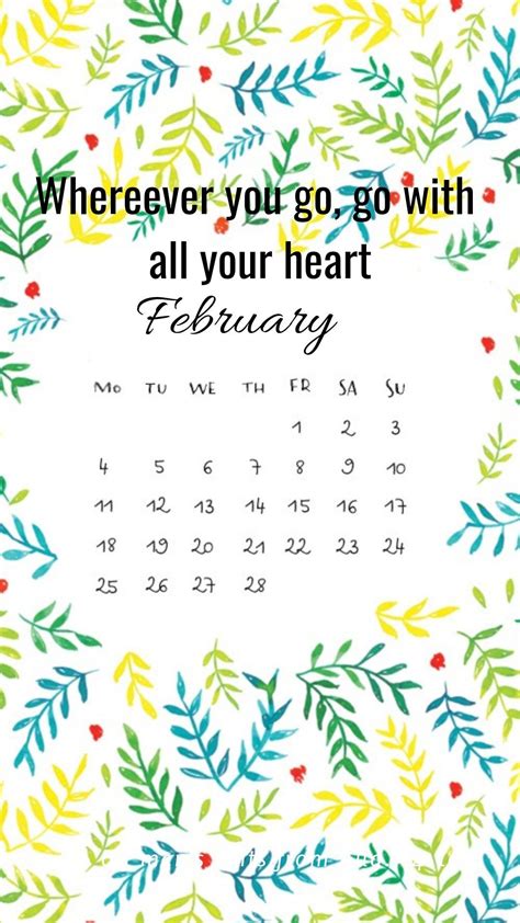February 2019 Inspirational Calendar Inspirational Calendar Calendar