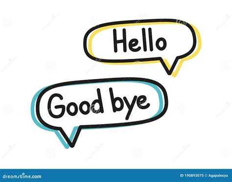 Hello Good Bye Handwritten Lettering Illustration Black Vector Text