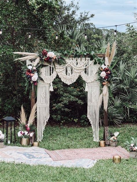 Macrame Wedding Backdrop Rental Outdoor Wedding Arch Etsy Toile De