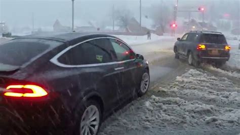 Tesla Model X In The Snow Testing Youtube