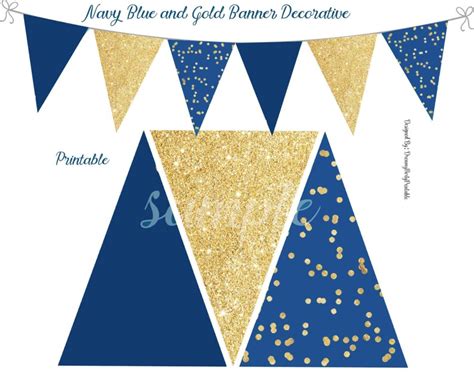 Navy Blue And Gold Banner Navy Blue And Gold Decorations Etsy