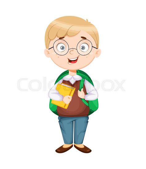 Back To School Cute Schoolboy With Stock Vector Colourbox