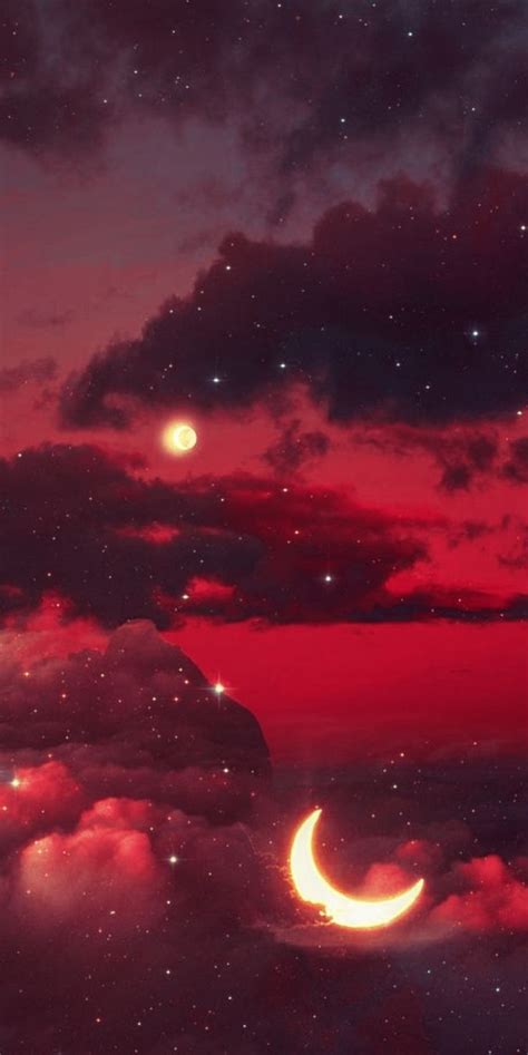 Free Download Red Sky Moon Wallpaper In Anime Scenery Wallpaper Dark