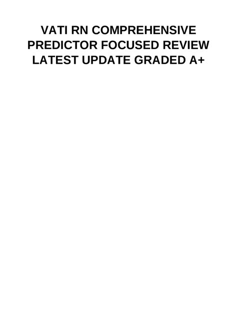 VATI RN COMPREHENSIVE PREDICTOR FOCUSED REVIEW LATEST UPDATE GRADED A+