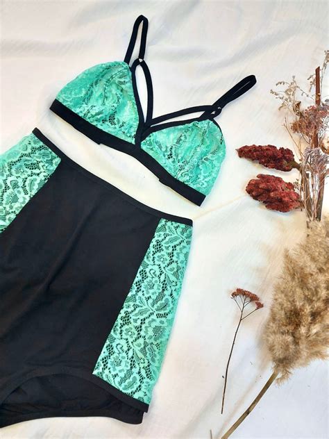 Mary Turquoise Lingerie Set Plus Size Lingerie Strappy Bra Etsy