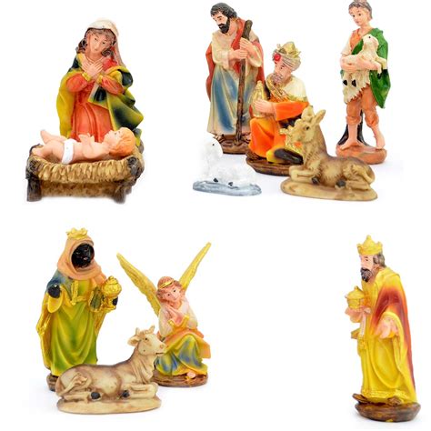 Christmas Traditional Nativity Scene Figurines Stable Crib Set Xmas
