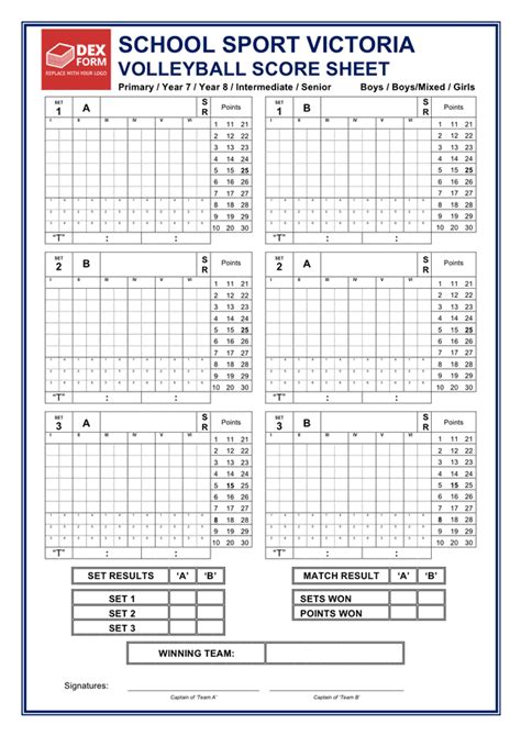 Printable Volleyball Score Sheets