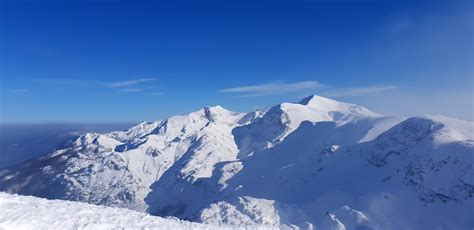 Panoramic View Of The Snowy Mountains Stock Image Image Of Europe