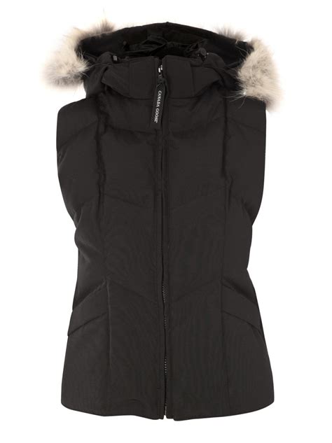 canada goose icicle fur hood vest in black lyst