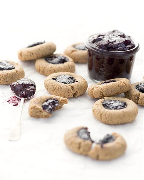 Gluten Free Almond Thumbprint Cookies With Blueberry Chia Jam Plus A