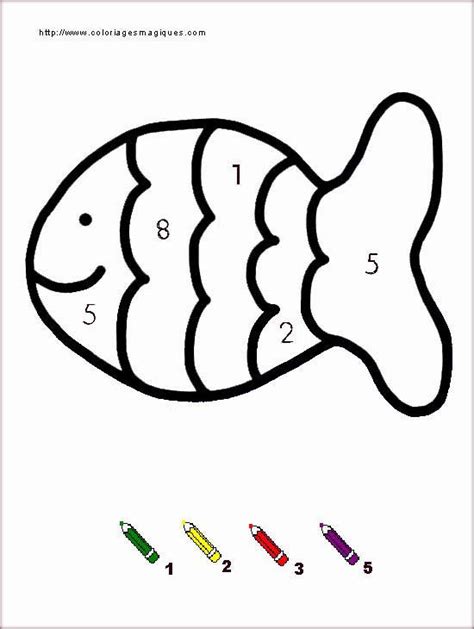 COLORIAGES MAGIQUES DU POISSON Preschool Colors Preschool Worksheets