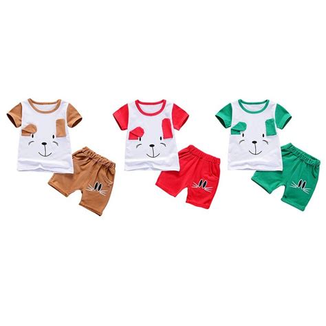 2018 Summer Casual Baby Boys Girls Clothes Set Infant Kids Cartoon T