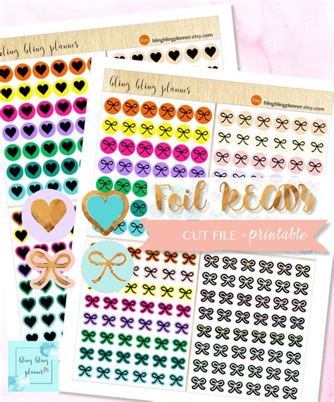 Foil Ready Printable Stickers Bow Printable Stickers Foil Etsy