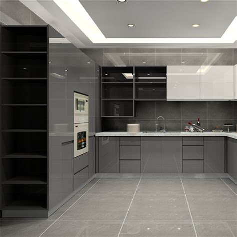 High gloss cabinets kitchen over the past few years, high gloss kitchen cabinets have become very popular due to their dramatic visual appeal. High Gloss Finish Kitchen Cabinet Grey Base Cabinet And ...