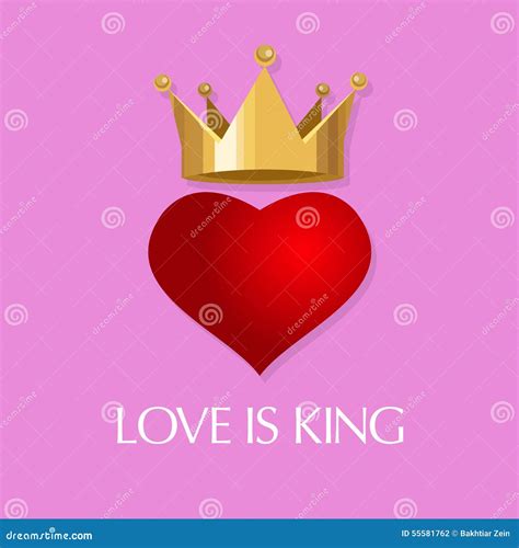 Love Is King Crown Heart Queen Stock Vector Image 55581762