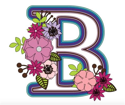 Layered Letter B With Flowers Svg File Alphabet Svg For Etsy