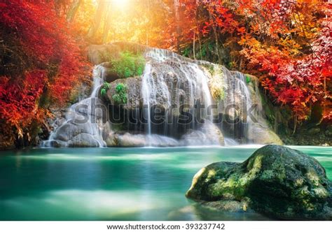 Waterfall Autumn Forest Erawan Waterfall National Stock Photo Edit Now
