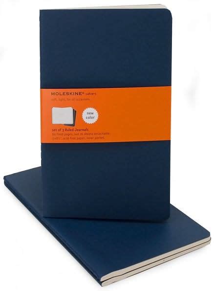 Moleskine Cahier Journal Set Of 3 Large Ruled Indigo Blue Soft