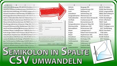 Semikolon Strichpunkt IN SPALTEN UMWANDELN CSV Tabstopp Excel