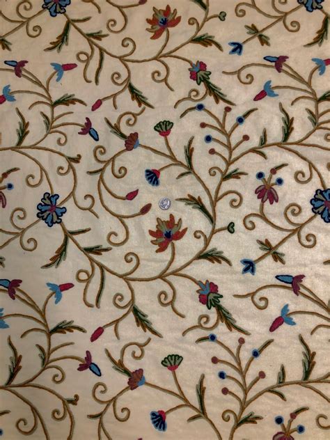 Multicolor Crewel Kf 023 1 Embroidered Crewel Fabric By The Yard