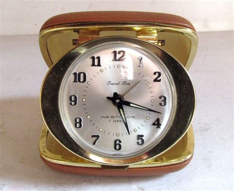 Vintage Westclox Travel Ben Travel Alarm Clock Brown Folding Case Working Ebay Alarm Clock