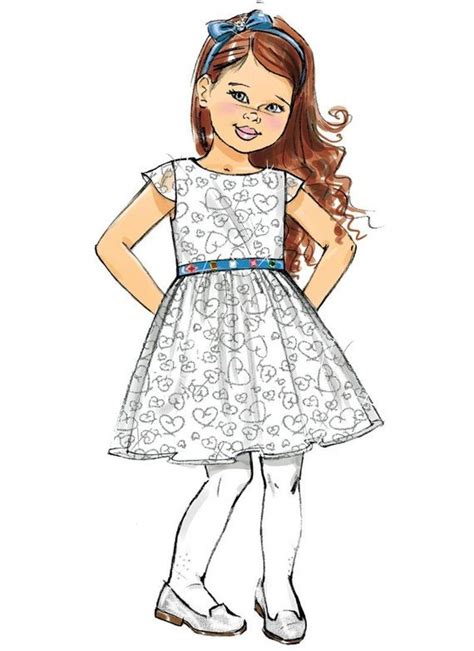 Childrensgirls Dress With Gathered Skirt Butterick Sewing Pattern
