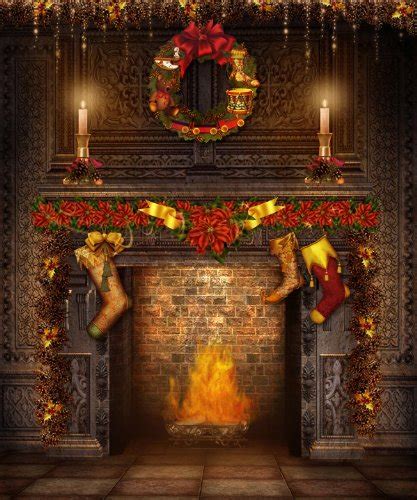 5ft X 7ft Vinyl Christmas Fireplace Backdropnewborn