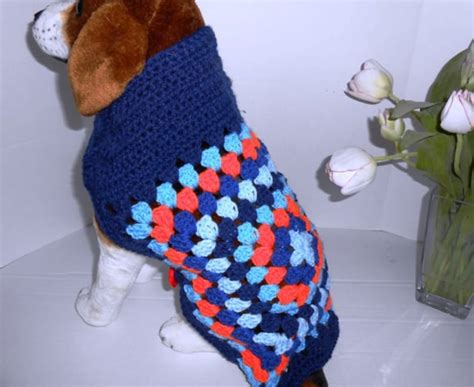 Crochet Granny Square Dog Sweater Easy To Put On Hand Made Etsy