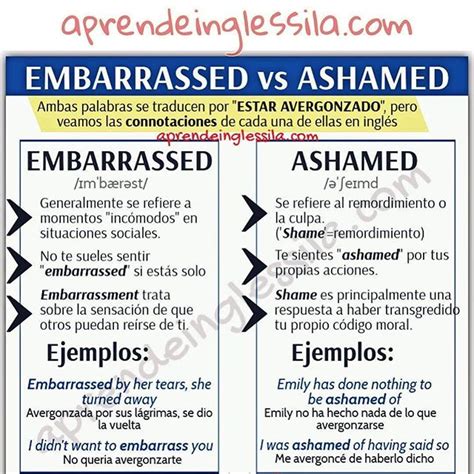 Aprendeinglessila La Diferencia En Inglés Entre “embarrassed” Y “ashamed” No Siempre Está Tan