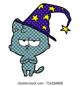Bored Cartoon Wizard Cat Stock Vector Royalty Free 716184808