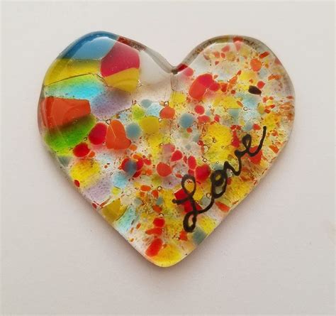 Pin By Mary Mills On Heart 2 In 2020 Colorful Fused Glass Glass Heart Fused Glass