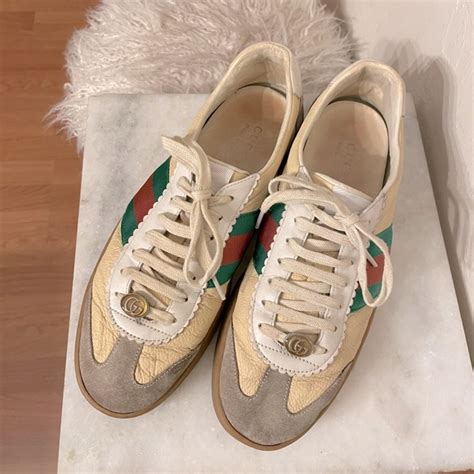 Gucci Shoes Gucci G74 Leather Sneaker With Web In Yellow 8 Poshmark