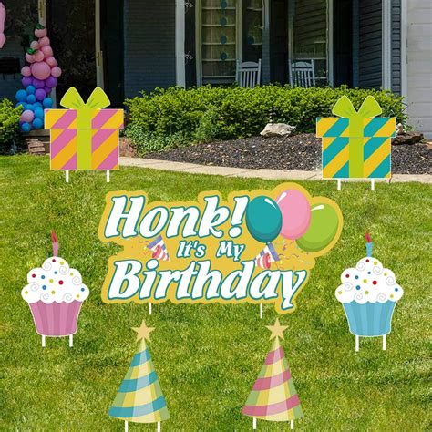 Happy Birthday Yard Signs With Stakes 7 Pack Honk Its My Birthday Yard
