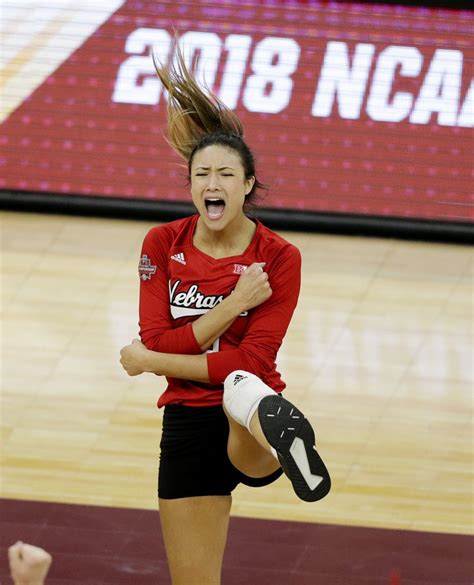 Nebraskas Lexi Sun Celebrates A Kill Against Illinois In The First Set Of A Semifinal Match Of