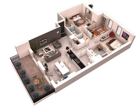 A duplex is one of the best 3 bedroom house designs to consider for your property. 25 More 3 Bedroom 3D Floor Plans