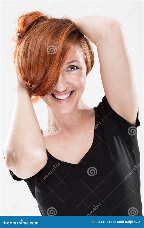 very happy redhead woman with sexy expression royalty free stock images image 34413349