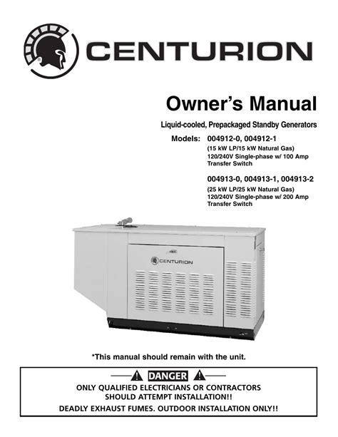 Generac 004912 0 User Manual 52 Pages Also For 004912 1 004913 0