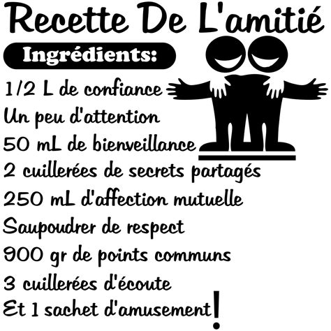 Sticker citation Recette de l'amitié – Stickers Citations Français