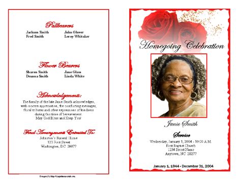 Funeral Program Examples Printable Templates