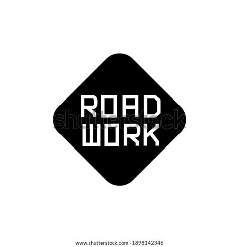 Road Work Ahead Sign Solid Black Stock Vector Royalty Free 1898142346