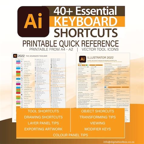 Adobe Illustrator Cheat Sheet Tools Tips Quick Reference Etsy Canada