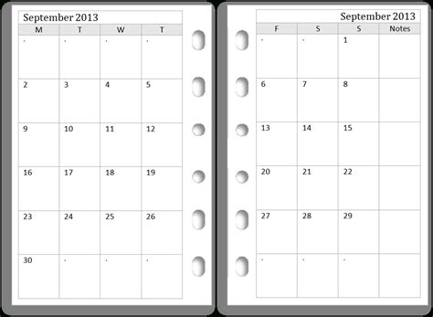Template For Pocket Sized Calendar