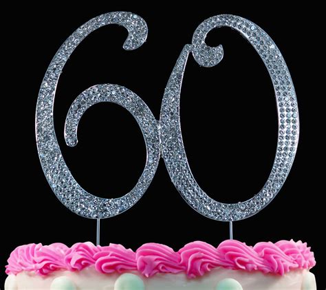 60th Birthday Cake Toppers Bling Cake Topper 60 Anniversary Etsy