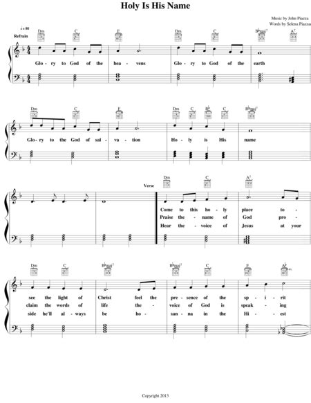 Holy Is His Name Sheet Music John Piazza Choir