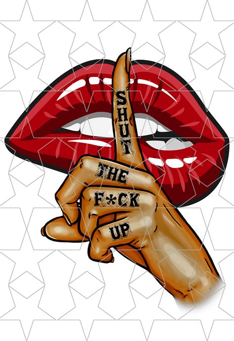 Shut The Fck Up Red Lips Kiss PNG Shut Up Biting Lip Etsy