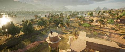 Assassins Creed Origins Pyramids Of Giza Egypt Bayek Landscape Hd